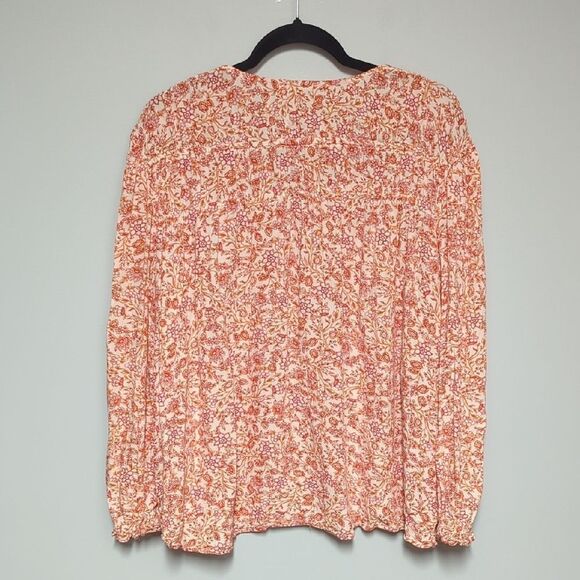 H&M Orange Long Sleeve Relaxed Blouse with Ruched Details - Picture 5 of 7